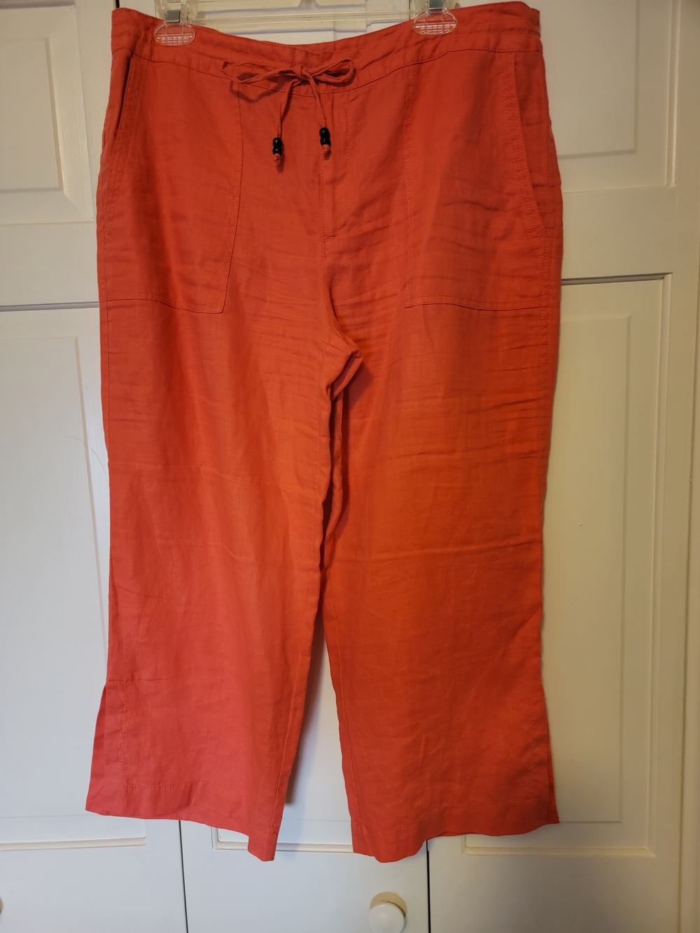 Women's Linen Drawstring Capris in Coral Size 12 EUC